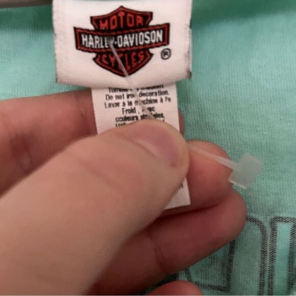 Harley Davidson Teal V-Neck T-Shirt - Picture 2 of 4